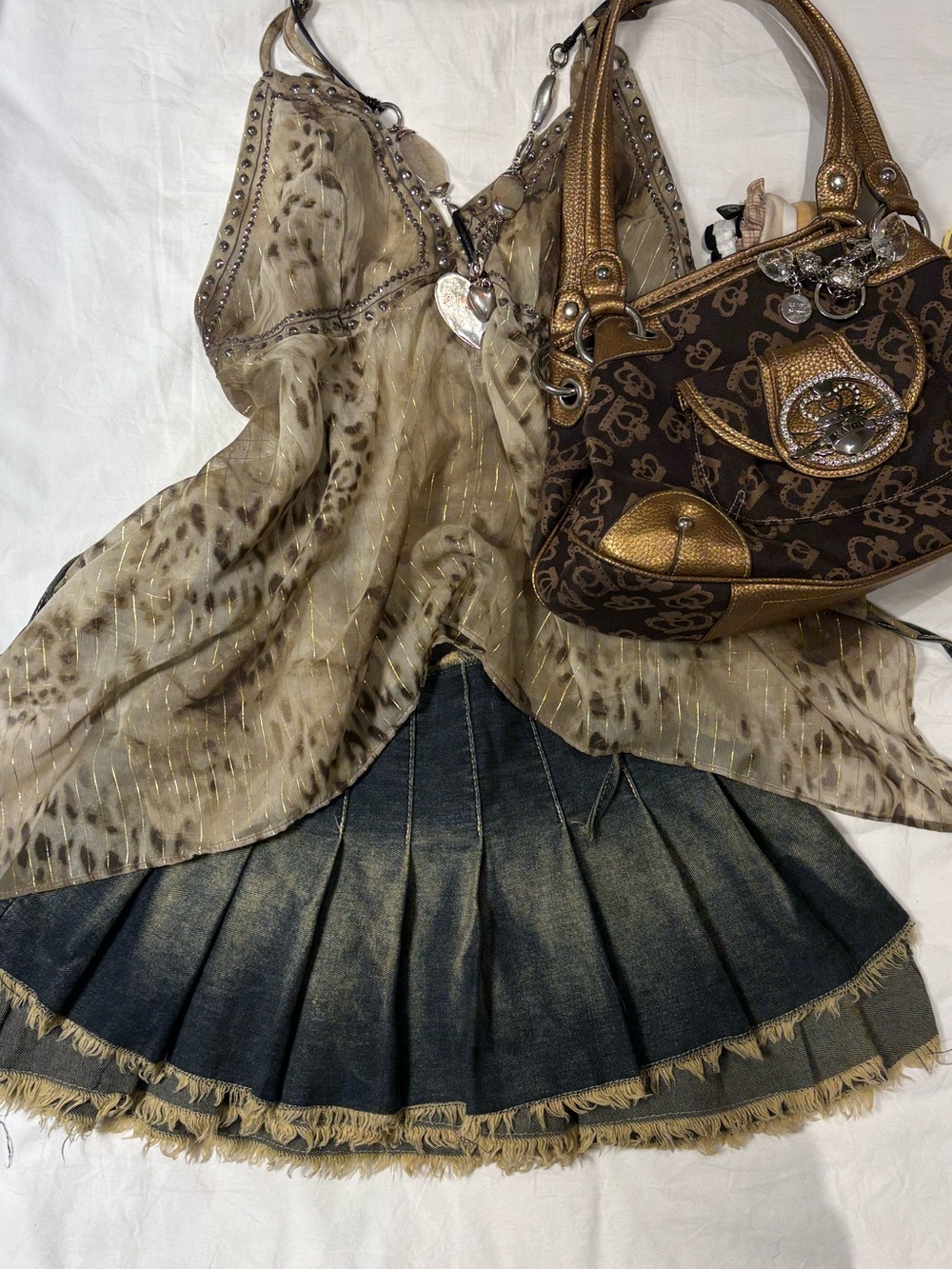 vintage wash pleated wrap skirt